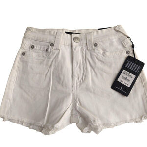 True Religion Brand Jeans Maisie High Rise Shorts White Sz 31 NWT $129